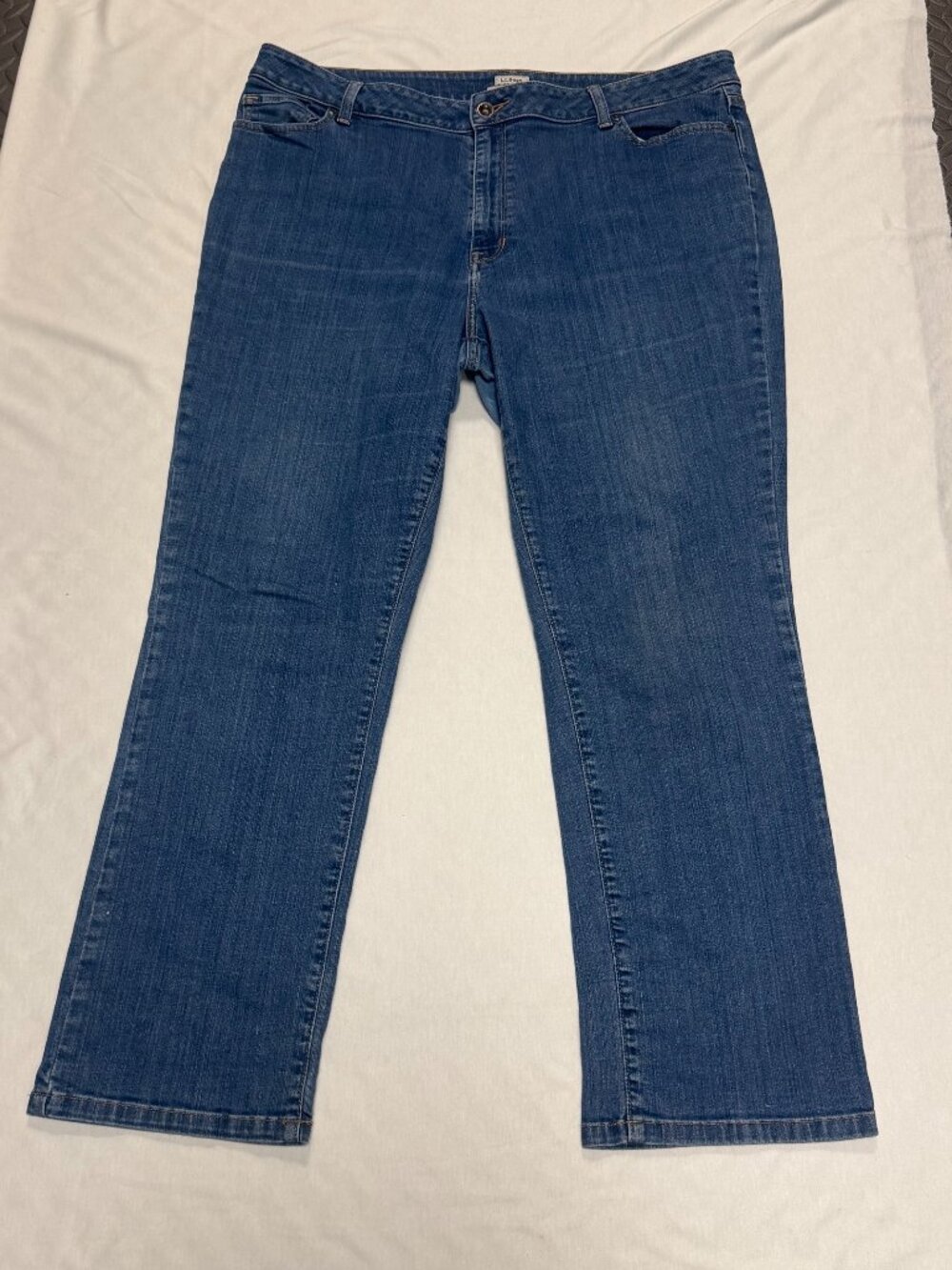 LL Bean Classic Fit Jeans 18W Womens Blue Denim Straight Leg Casual All Season